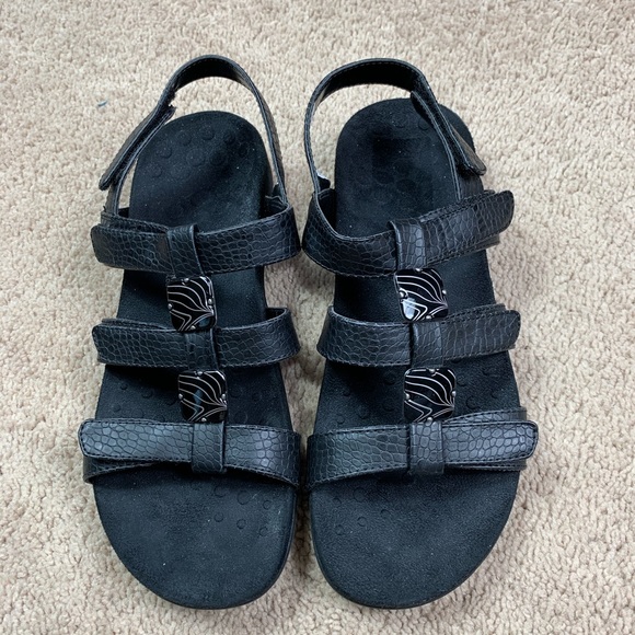 Vionic Shoes - VIONIC Womens Amber Black  Croco Sandals